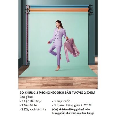 Combo bộ treo 3 phông xích + 3 phông giấy 5m chính hãng, hình ảnh thực tế mua tại HL Studio Bộ treo phông