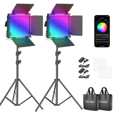 Bộ 2 đèn led quay phim chụp ảnh Neewer 660 RGB chính hãng, hình ảnh thực tế mua tại HL Studio Đèn Led Quay Phim