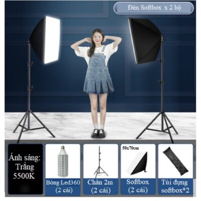 Bộ 2 Đèn Chụp Sản Phẩm Softbox 20W/40W/60W HL Lighting, Phụ Kiện Studio Quay Phim Chụp Ảnh chính hãng, hình ảnh thực tế mua tại HL Studio Đèn Led Quay Phim