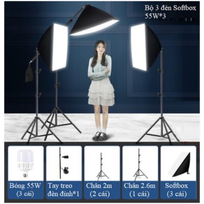 Bộ 3 Đèn Chụp Ảnh Studio Chuyên Nghiệp 55W*3, Đèn Led Quay Video, Bộ đèn Chụp Sản Phẩm Softbox HL Lighting chính hãng, hình ảnh thực tế mua tại HL Studio Đèn Led Quay Phim