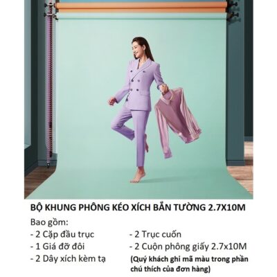 Combo bộ treo 2 phông xích + 2 phông giấy 10m chính hãng, hình ảnh thực tế mua tại HL Studio Bộ treo phông