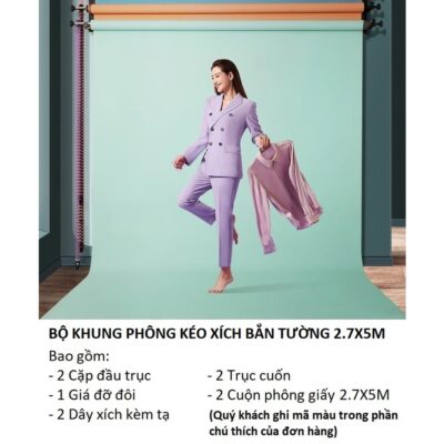 Combo bộ treo 2 phông xích + 2 phông giấy 5m chính hãng, hình ảnh thực tế mua tại HL Studio Bộ treo phông