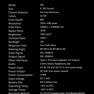 Man Hinh Cam Ung Feelworld Sc6 6 Inch 1500nit 09 Hlstudio
