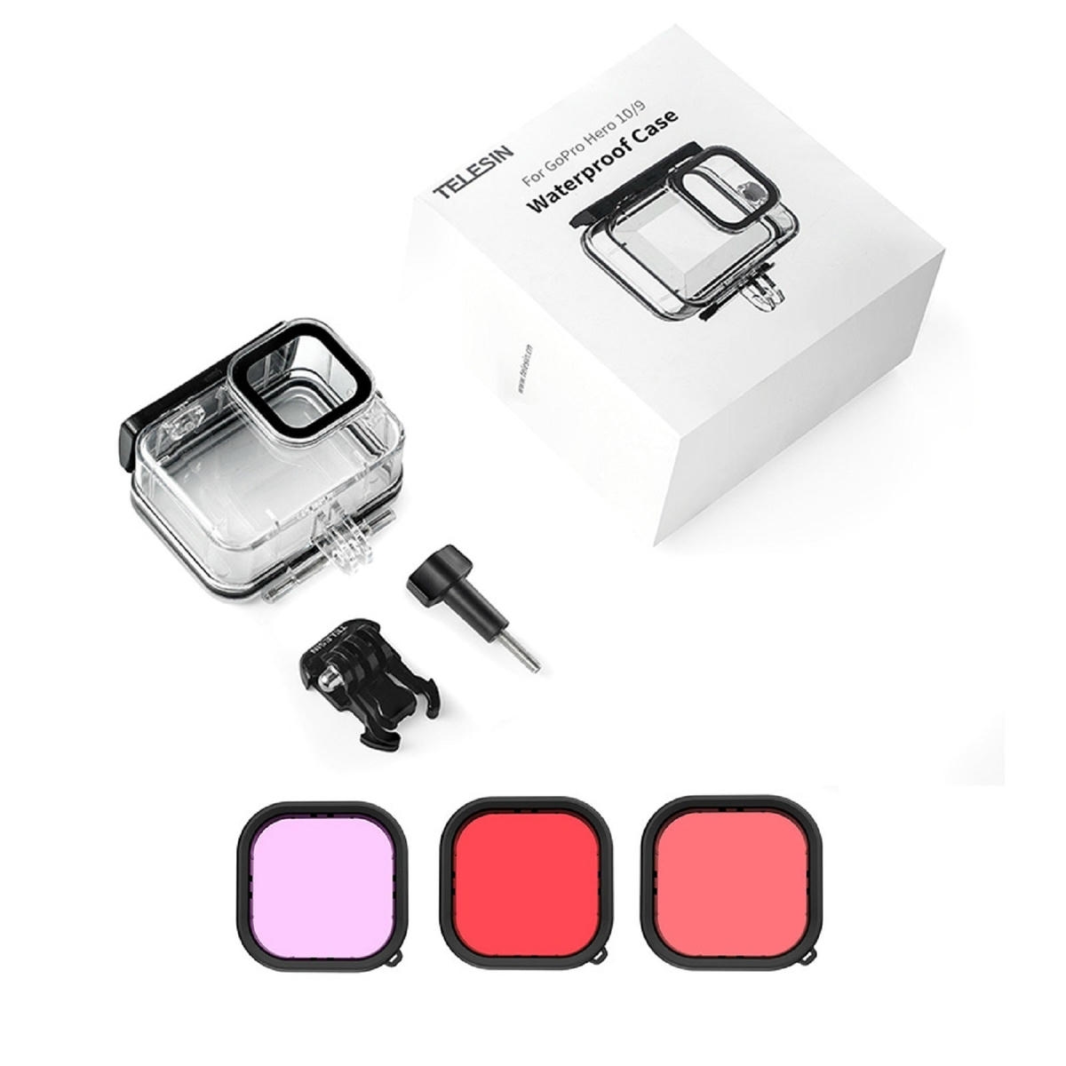 2026-10-04 TBQP Báo Giá Hà Nội - HCM - Telesin GP-WTP-904 – cho Gopro Hero 13/12/11/10/9 – Vỏ chống nước kèm theo kính lọc (tím/đỏ/đỏ tươi) 13 Telesin GP-WTP-904 – cho Gopro Hero 13/12/11/10/9 – Vỏ chống nước kèm theo kính lọc (tím/đỏ/đỏ tươi) chính hãng, hình ảnh thực tế mua tại HL Studio Phụ Kiện Studio 13